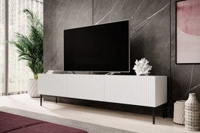 TV stolík Nicole 200 cm - biely mat / čierne nožičky