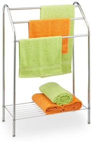 Strieborný trojramenný stojan na uteráky Relaxdays RD10047257 s poličkou – 83,5 cm