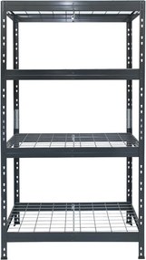 Kovové regály RIVET PRO 180x90x45 oceľová mriežka 4 úrovne antracitová sivá