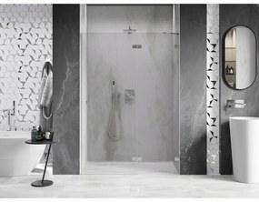 Mexen, Mexen Lunar pravé otočné sprchové dvere 135 cm, transparentné, brúsený nikel - 834-135-000-97-00-P