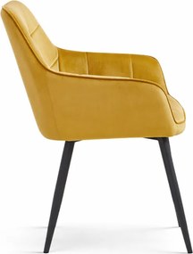 Jedálenská stolička VARSI zamatová, horčicová / čierne nohy