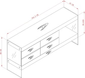 Komoda Soho 184 cm orech/číra