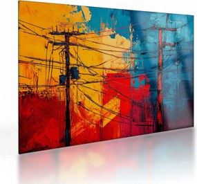 Sklenený obraz - Abstraktné elektrické vedenie (70x50 cm)