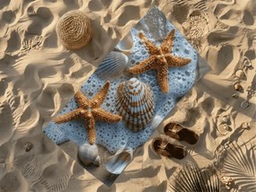 Rýchloschnúca plážová osuška SEA STARS farebná 70 x 140 cm, 100% mikrovlákno