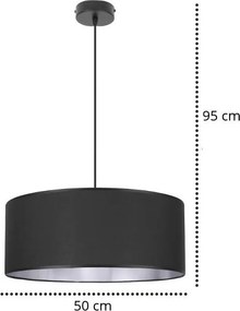 Závesné svietidlo Shade, 1x textilné tienidlo (výber z 2 farieb), (výber z 3 farieb konštrukcie), (fi 50cm), ch