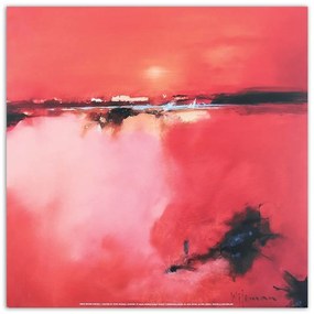 Obraz na plátně Červená abstrakce Akvarel - 30x30 cm