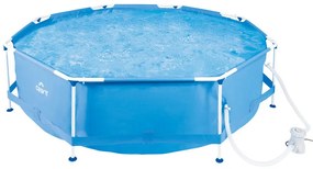 Crivit Bazén s kovovým rámom, 300 x 76 cm + Bazénový rebrík, 107 cm  (800010839)