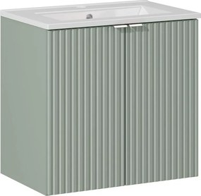 Comad Kúpeľňová skrinka s keramickým umývadlom Line Reed Green 60 cm - zelená
