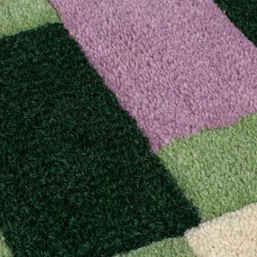Zeleno-fialový ručne tkaný vlnený koberec 120x170 cm Kai Wool Border - Flair Rugs