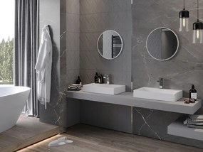 Mexen Loft okrúhle kúpeľňové zrkadlo 50 cm, biely rám - 9850-050-050-000-20