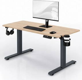 Elektrický stôl s reguláciou výšky ergonomický antracitový/dub sonoma,1400x700 mm: ARIA
