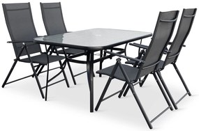 Záhradný jedálenský set Klaudia transparentný + 4x kovová stolička Pia