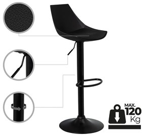 Čierne barové stoličky s nastaviteľnou výškou z imitácie kože v súprave 2 ks (výška sedadla 56,5 cm) – Casa Selección