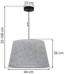 Závesné svietidlo Len1, 1x šedé textilné tienidlo, (fi 44 cm), b