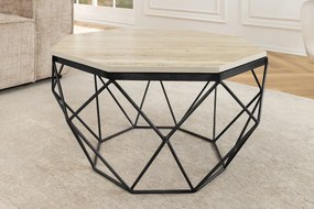 Konferenčný stolík DIAMOND 70cm regálový železný čierny travertín
