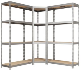 Kovový regál CORNER BUDGET PACK 180x160x160x40 cm, 4x HDF polica, zinok