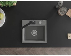 Mexen Milo, 1-komorový granitový drez 435x410x171 mm a čierna batéria Rita, šedá, 6505-71-670300-70