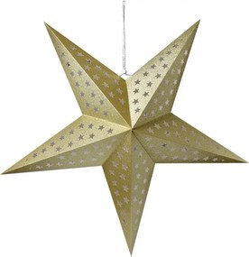Zlatá závesná vianočná papierová hviezda XL - 90*20*90 cm