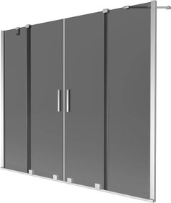 Mexen Velar Duo, 2-krídlová posuvná vaňová zástena 200 x 150 cm, 8mm šedé sklo, chrómový profil, 896-200-000-42-01