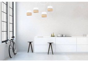 Závesné svietidlo Juta Spider, 4x jutové/biele textilné tienidlo, w