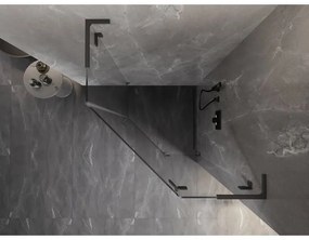 Mexen Lunar, L pravý výklopný päťuholníkový sprchový kút 100 x 100 cm, 8mm číre sklo, grafitový profil, 831L-100P-100L-95-00-P