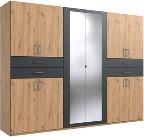 Šatníková skriňa Taiga, 270 cm, dub artisan/grafit