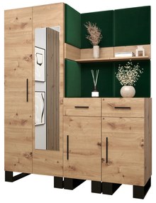 Predsieňová zostava Amanda 15 (dub artisan + zelená). Vlastná spoľahlivá doprava až k Vám domov. 1085989