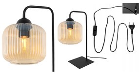 Stolná lampa Riffle, 1x medové sklenené tienidlo