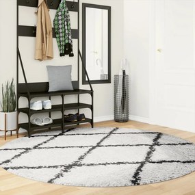 Chlpatý koberec vysoký vlas moderný krémovo-čierny Ø 200 cm 375379