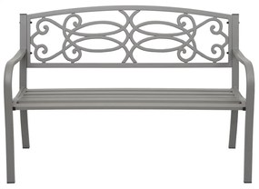 Záhradná lavička HWC-F44, 2-miestna oceľ s práškovým nástrekom - sivá