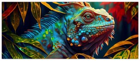 Obraz - Farebný leguán (120x50 cm)