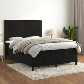 Posteľný rám boxspring s matracom čierny 140x200 cm zamat 3142907