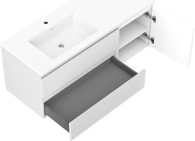 Mexen Orio, kúpeľňová skrinka 120 cm s ľavým umývadlom Otis, 2S, 1D, biela matná, 91A13-12047-3-BBFFF01-W18L01