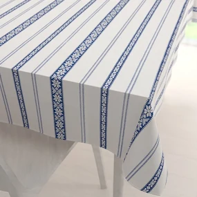Biante Bavlnený obdĺžnikový obrus Sandra SA-590 Modrý ľudový vzor na bielom 140x160 cm