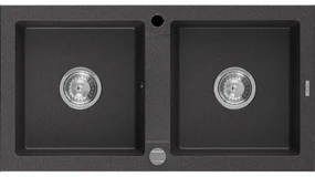Mexen Mario granitový dvojkomorový drez 820 x 436 mm, Čierna škvrnitá - 6504822000-76
