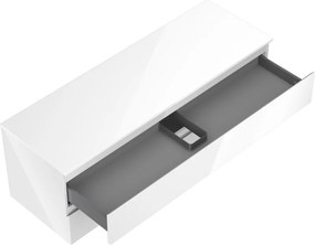 Mexen Orio, kúpeľňová skrinka 140 cm s hornou doskou, 2 zásuvky, biela lesklá, 91A10-14047-2-BFFC00