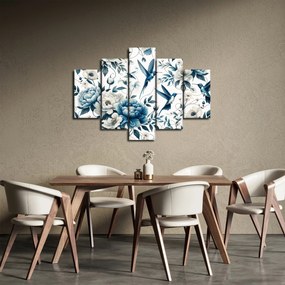 Obraz - Kolibríky s kvetmi (150x105 cm)