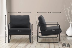 Design-Shop Kreslo Manea - koženka / kov - Čierna