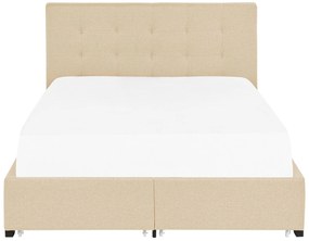Čalúnená posteľ s úložným priestorom 140 x 200 cm béžová LA ROCHELLE Beliani