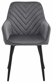 Set dvoch jedálenských stoličiek NANA zamatové, tmavosivé (čierne nohy) 2 ks