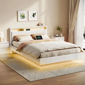 Manželská postel s LED osvetlením a nabíjacou stanicou 140x200 cm RMB864W01