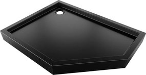 Mexen Flow+, päťuholníková sprchová vanička, ľavá, 90 x 80 cm, čierna matná, 46P708090LH