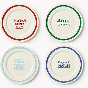 Porcelánové plytké taniere's dekoračným motívom Tutti, 4 ks