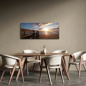 Obraz móla, pláže a more (120x50 cm)