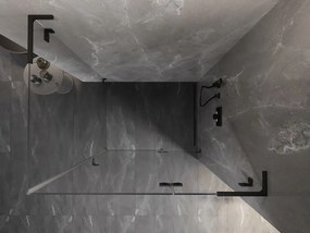 Mexen Lunar L, pravý výklopný sprchový kút 75 x 90 cm, číre sklo, čierny profil, 834L-075-090-70-00-P