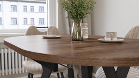 Mazzoni ALMO Hnedý dub / čierne nohy - OVÁLNY ROZKLADACÍ STÔL 140-240 cm PRE 10-12 OSÔB