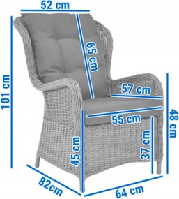 Záhradné relaxačné ratanové kreslo s podnožkou
