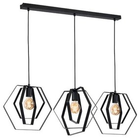 Luster na lanku HEXAGON 3xE27/60W/230V čierna