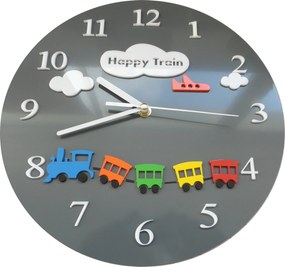 SENTOP | Nástenné hodiny pre deti vlak farby sivá | SENTOP FL-z97- X0052 -RAL7011 analógové