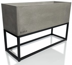 Krásny kovový kvetináč v šedej farbe s hladkým povrchom LOFT FIORINO 62X22X40 cm